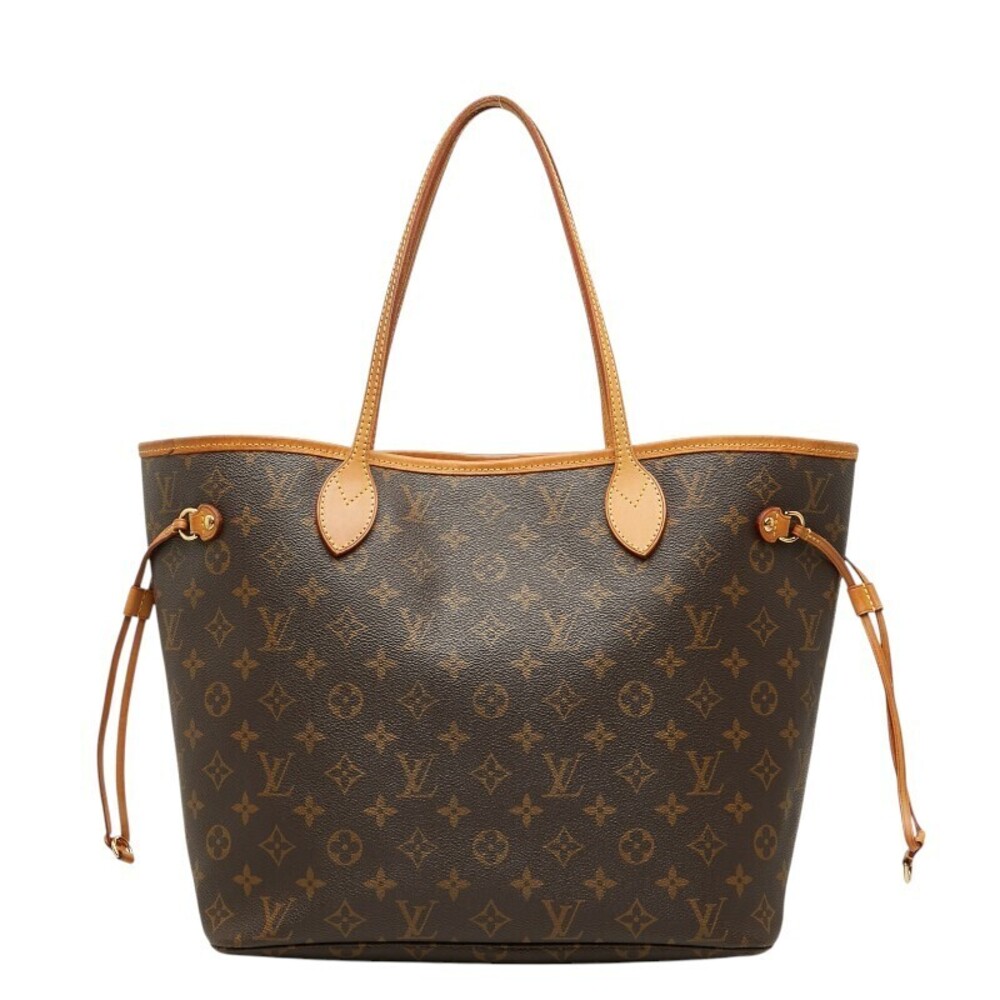 Louis Vuitton Monogram Neverfull Shoulder Bag Tote Brown Leather